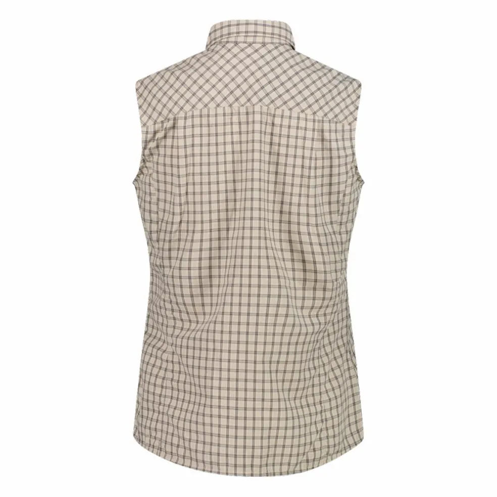 Camicia fantasia check senza maniche da donna
