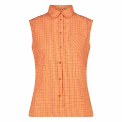 Camicia fantasia check senza maniche da donna