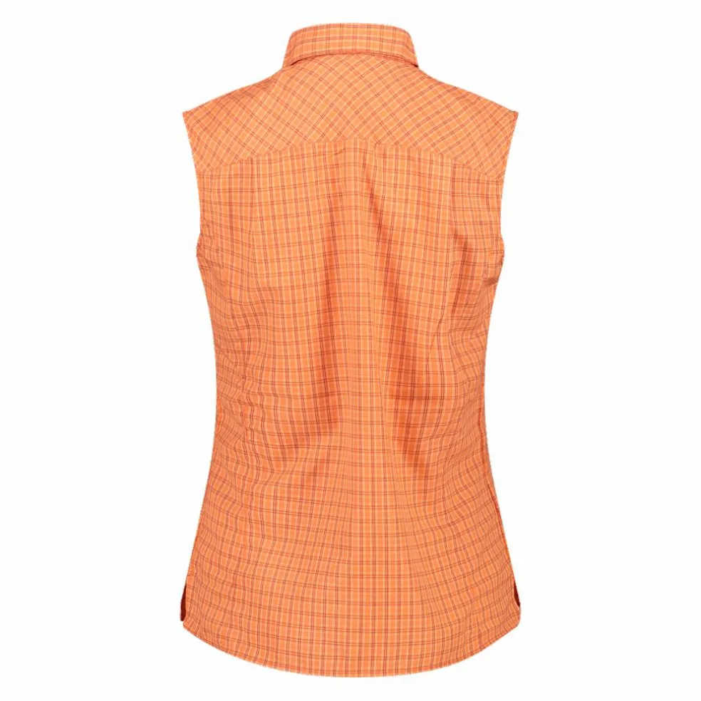 Camicia fantasia check senza maniche da donna