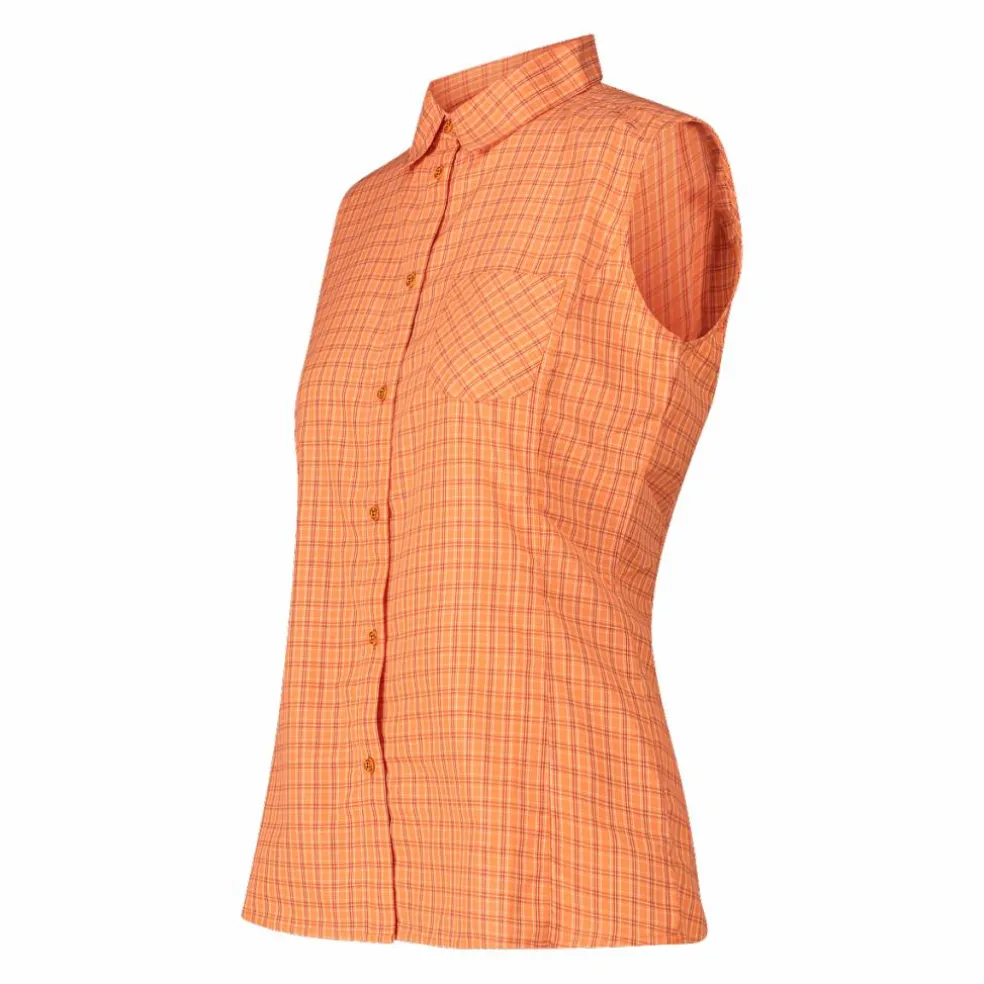 Camicia fantasia check senza maniche da donna