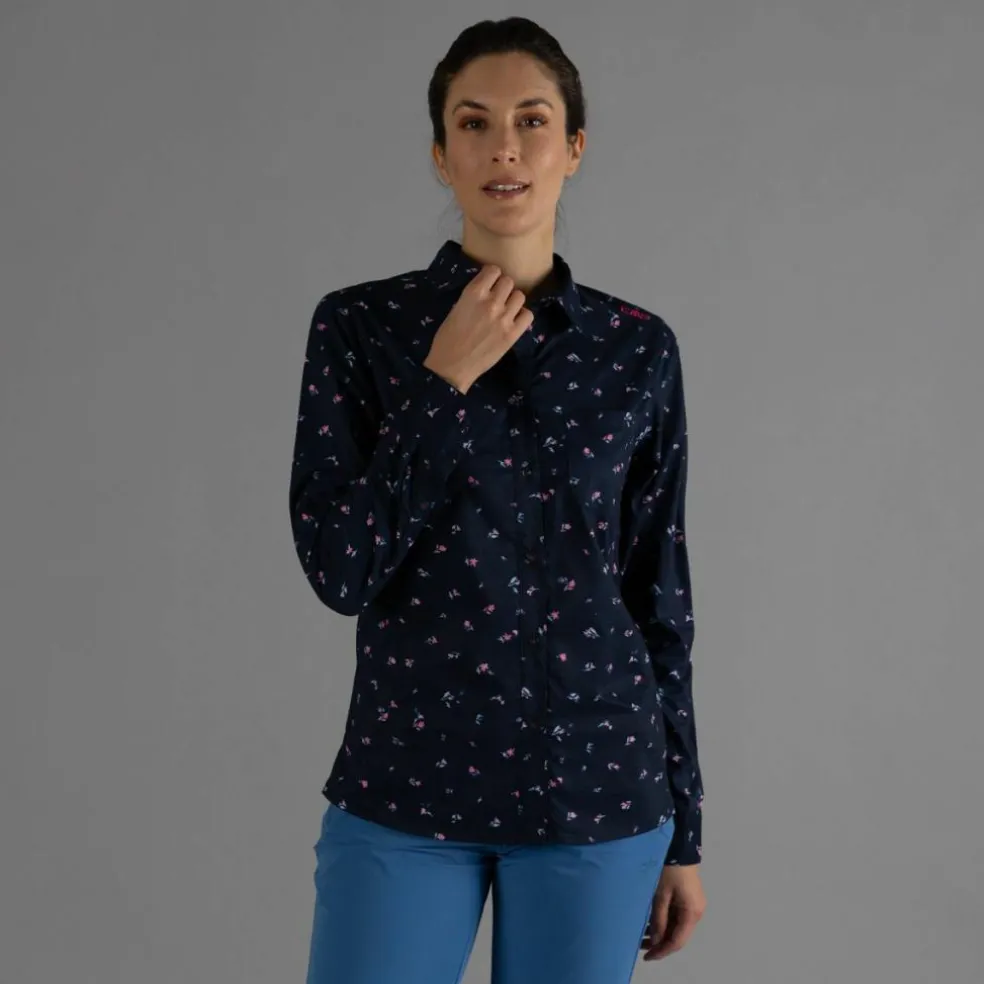 Camicia fantasia floreale maniche lunghe da donna