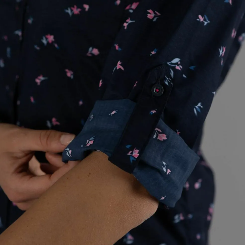 Camicia fantasia floreale maniche lunghe da donna