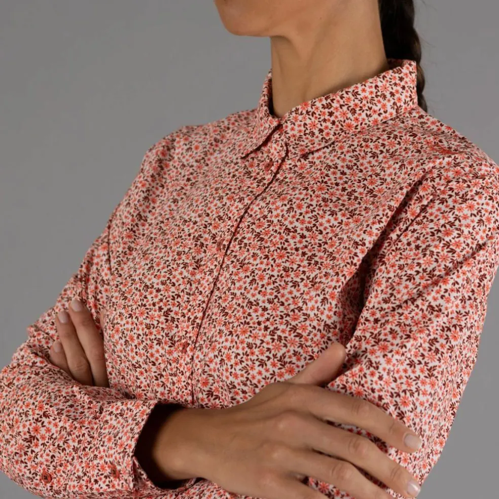 Camicia fantasia geometrica maniche lunghe da donna