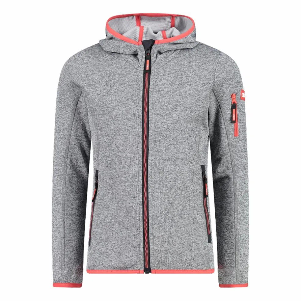 Felpa con cappuccio bambina in pile knit tech