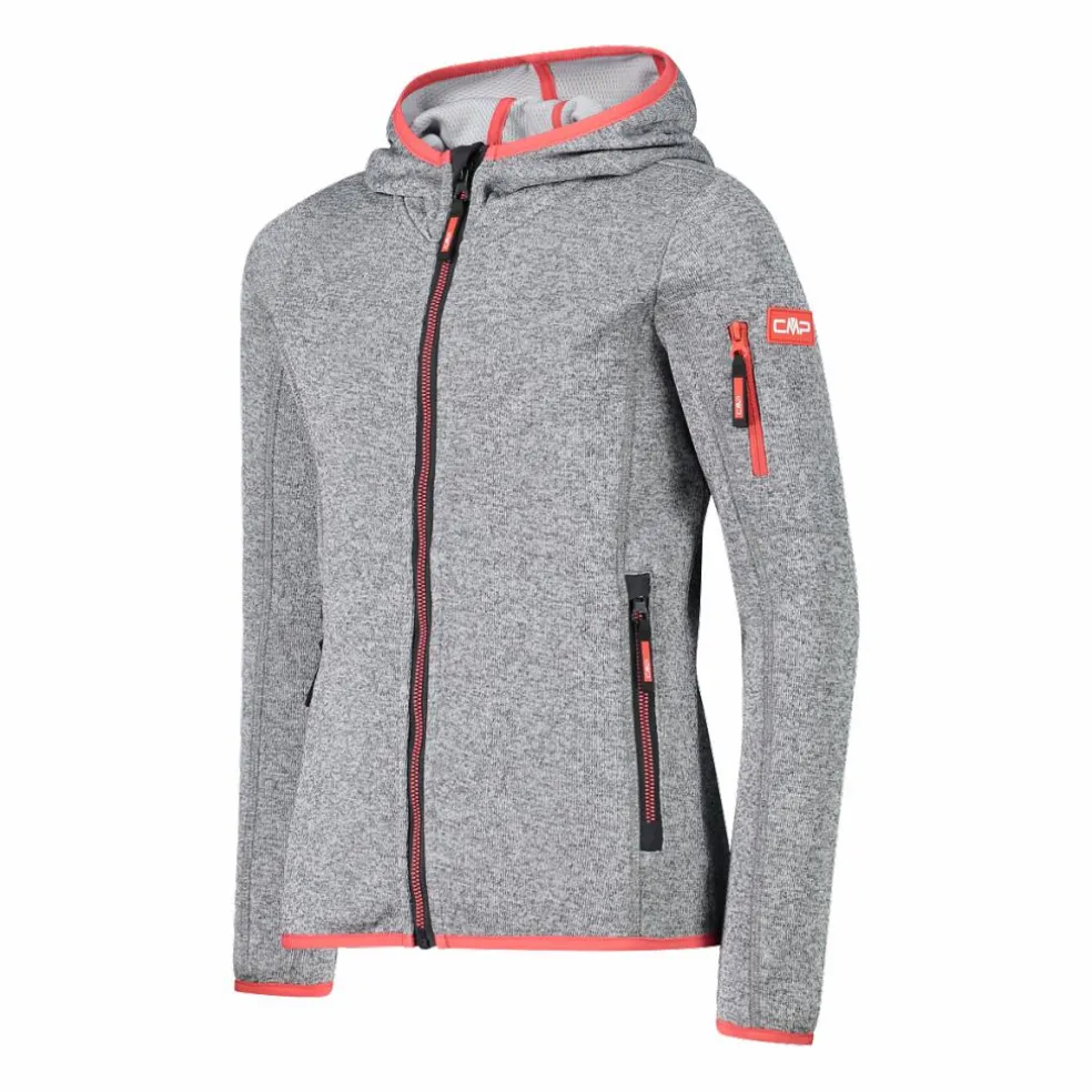Felpa con cappuccio bambina in pile knit tech