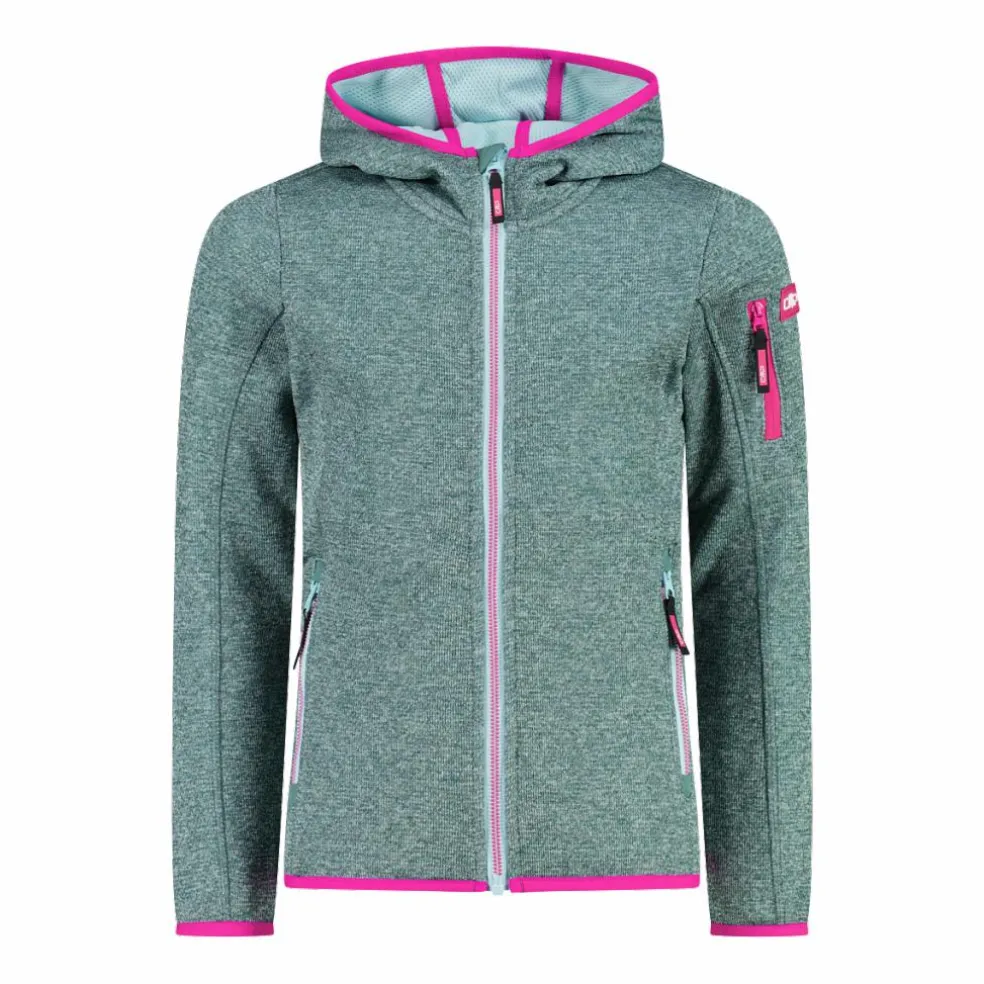 Felpa con cappuccio bambina in pile knit tech