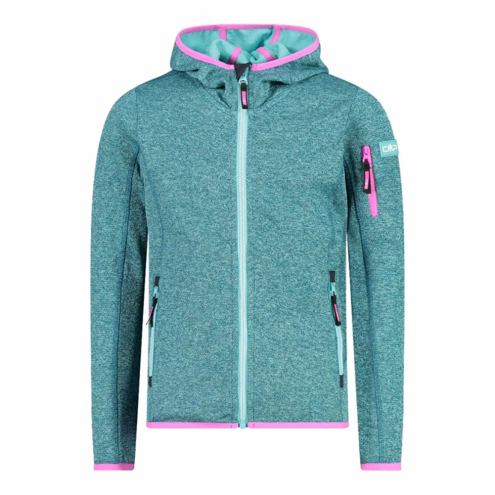 Felpa con cappuccio bambina in pile knit tech