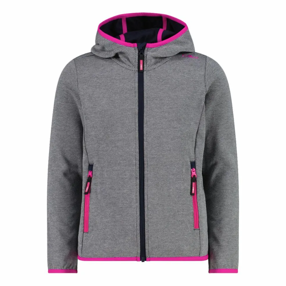 Felpa con cappuccio bambina in pile knit tech