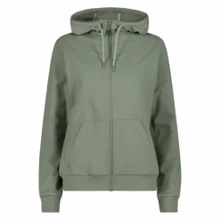 Felpa con zip da donna in cotone elasticizzato con cappuccio
