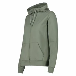 Felpa con zip da donna in cotone elasticizzato con cappuccio