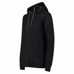 Felpa con zip da donna in cotone elasticizzato con cappuccio