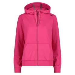 Felpa con zip da donna in cotone elasticizzato con cappuccio