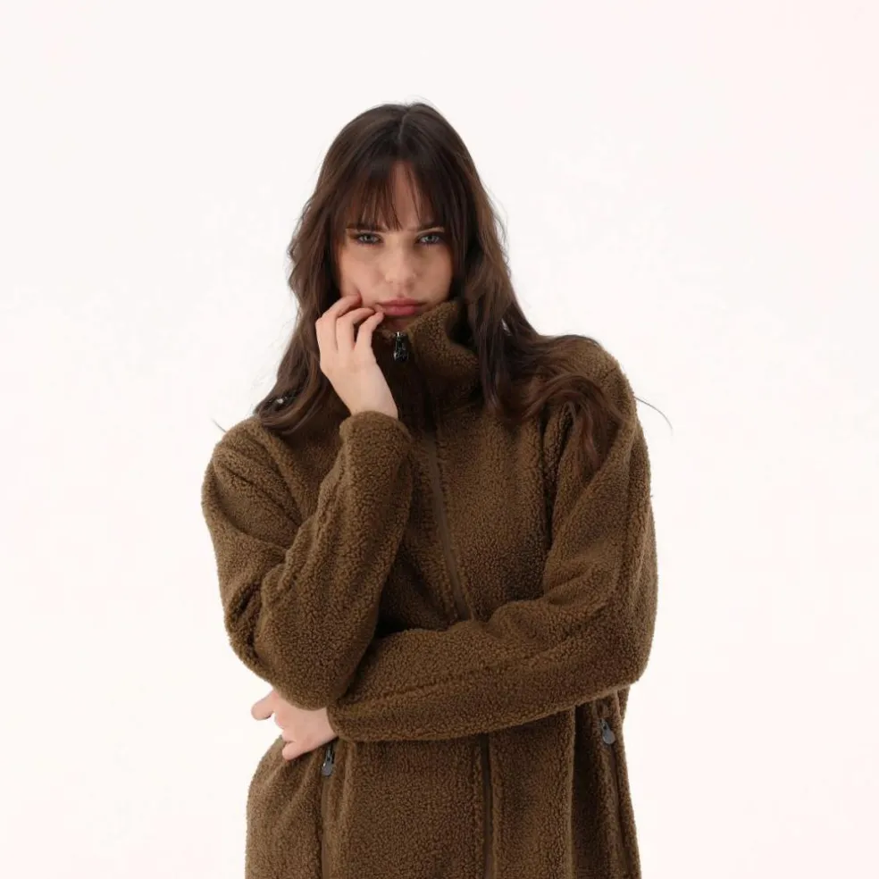 Felpa da donna con zip in pelliccetta teddy
