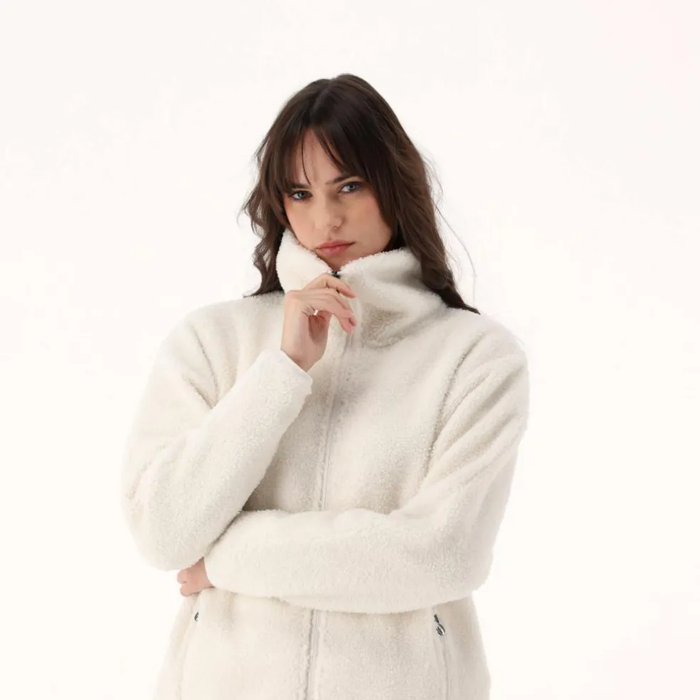 Felpa da donna con zip in pelliccetta teddy