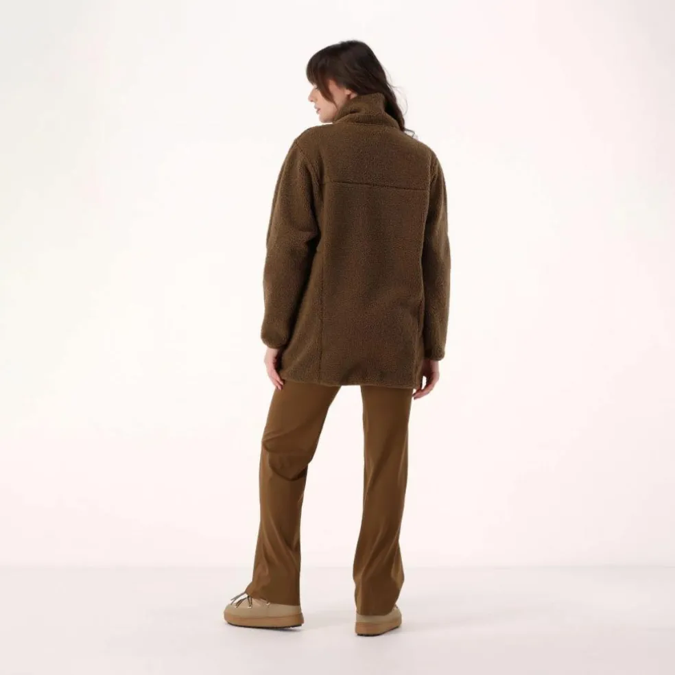 Felpa da donna con zip in pelliccetta teddy