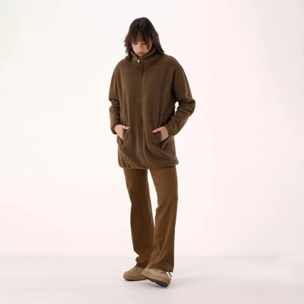 Felpa da donna con zip in pelliccetta teddy