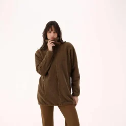 Felpa da donna con zip in pelliccetta teddy