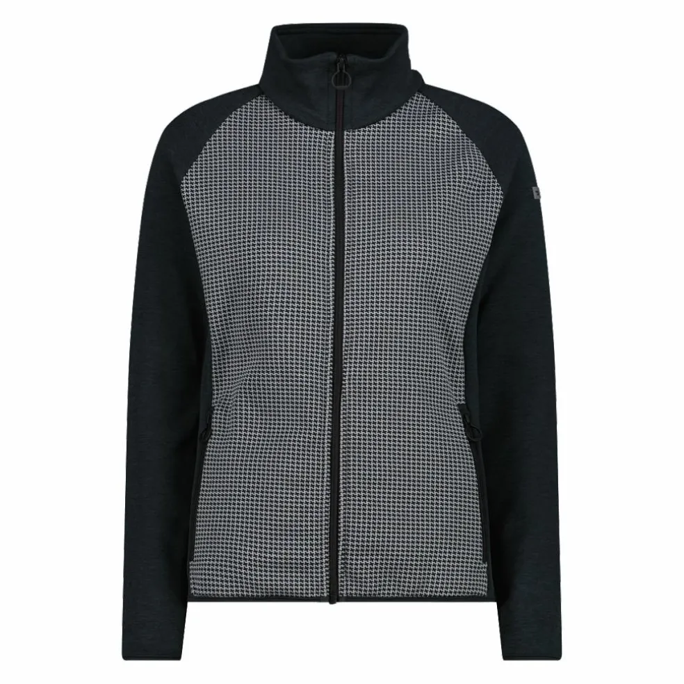 Felpa in pile da Donna in Stretch Performance stampata con Dettagli Melange