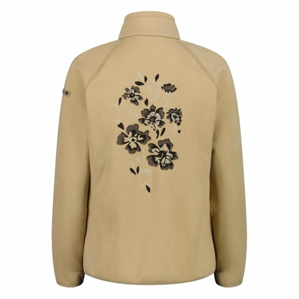 Felpa in pile da donna in knit tech melange con stampa floreale