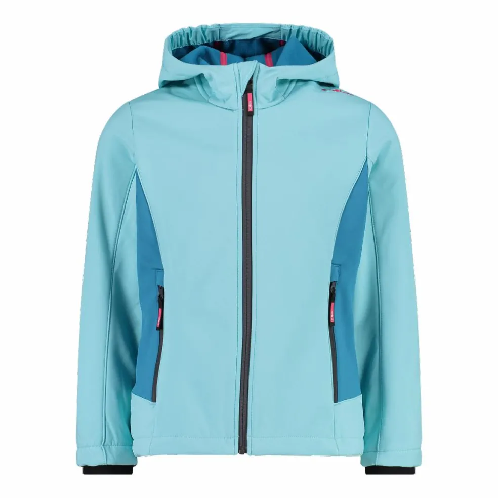 Giacca da bambina in softshell con cappuccio