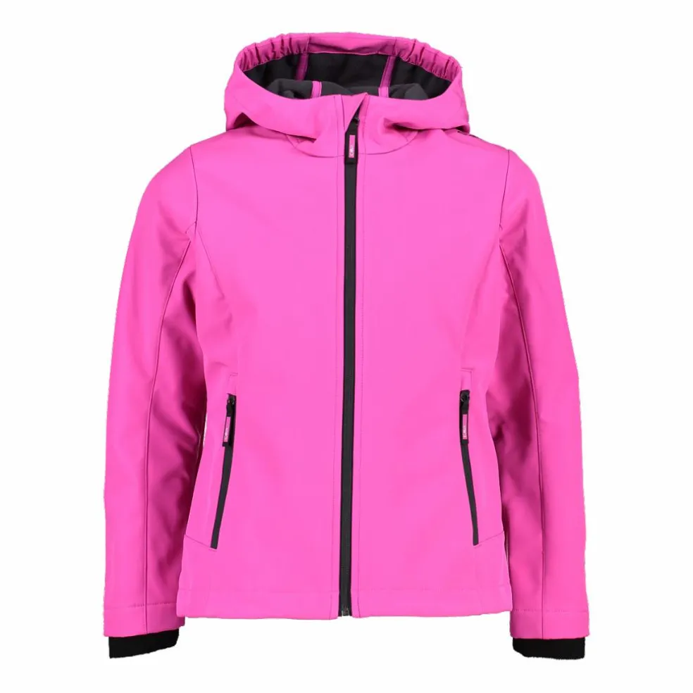 Giacca da bambina in softshell con cappuccio