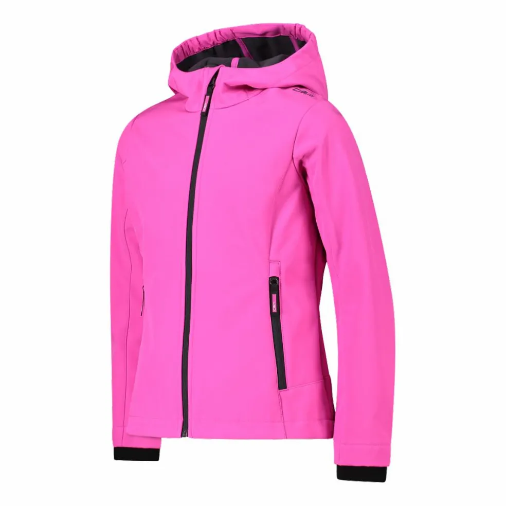 Giacca da bambina in softshell con cappuccio