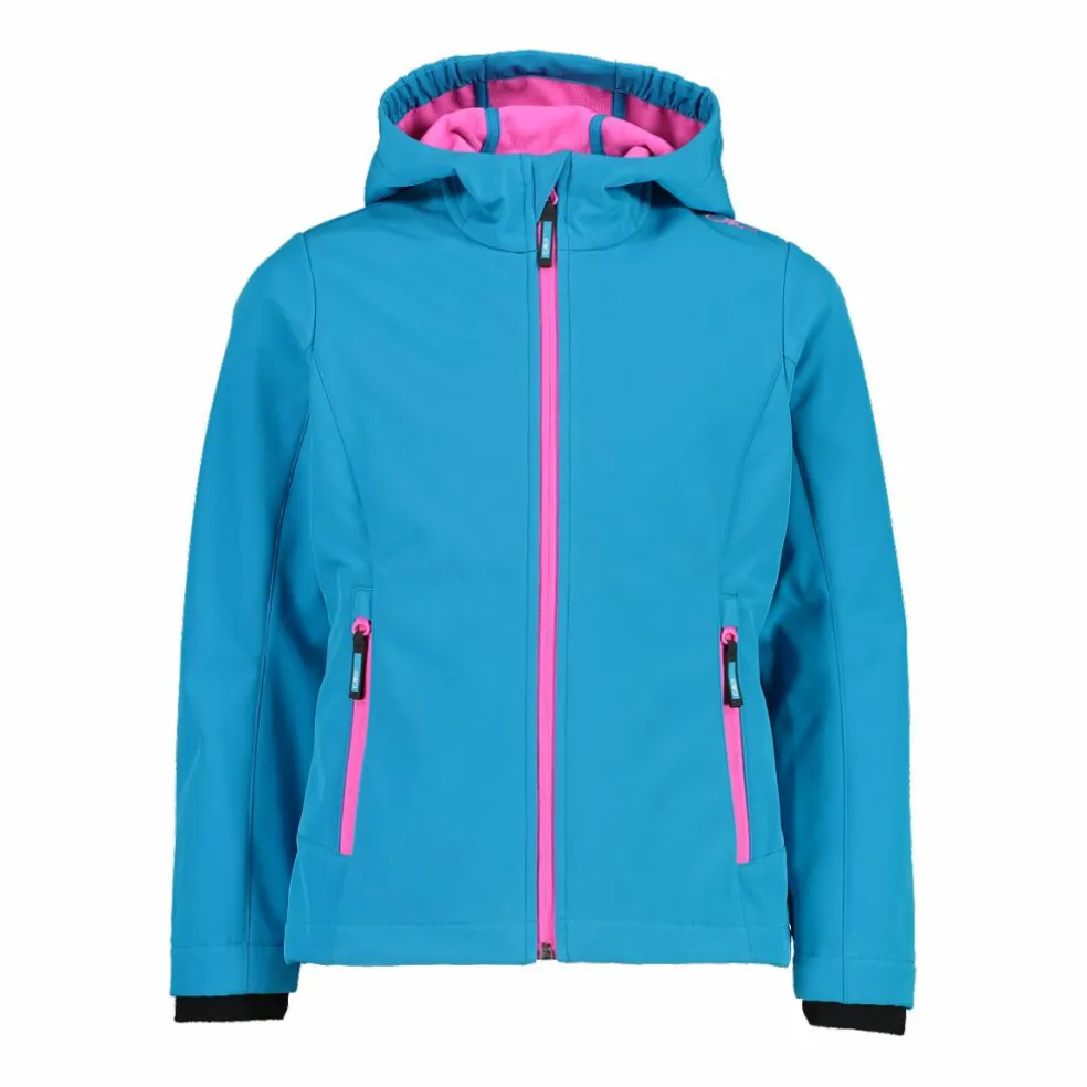 Giacca da bambina in softshell con cappuccio