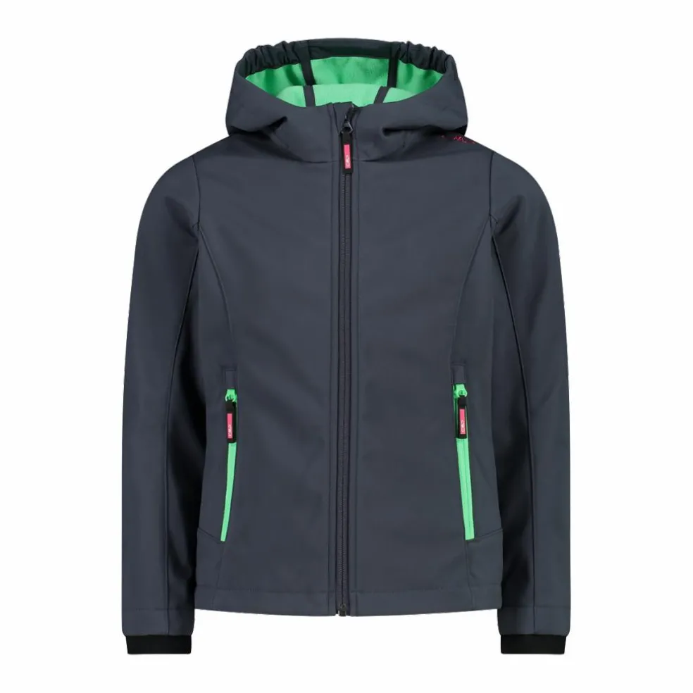 Giacca da bambina in softshell con cappuccio