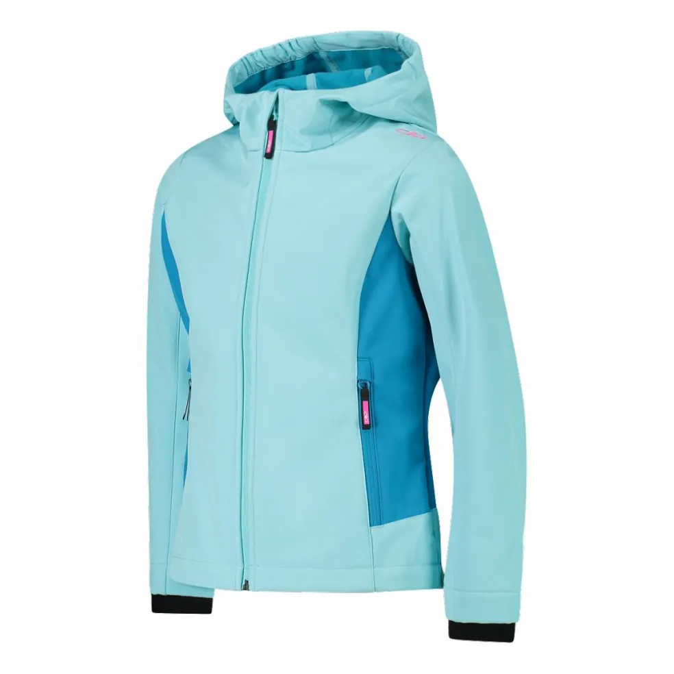 Giacca da bambina in softshell con cappuccio