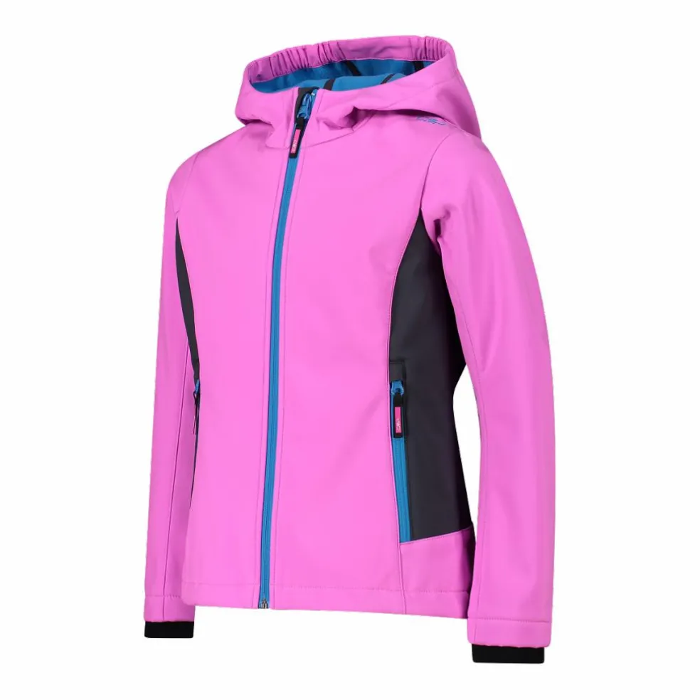 Giacca da bambina in softshell con cappuccio
