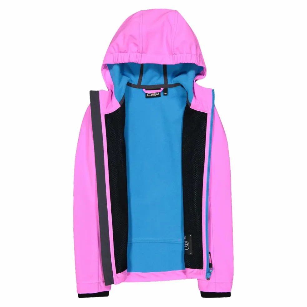 Giacca da bambina in softshell con cappuccio
