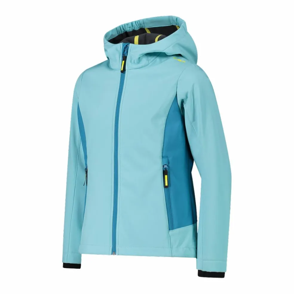 Giacca da bambina in softshell con cappuccio