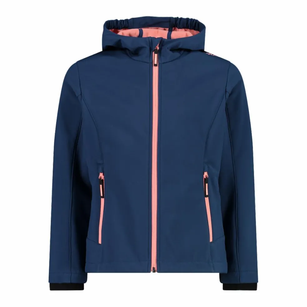 Giacca da bambina in softshell con cappuccio