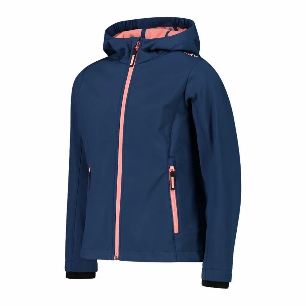 Giacca da bambina in softshell con cappuccio