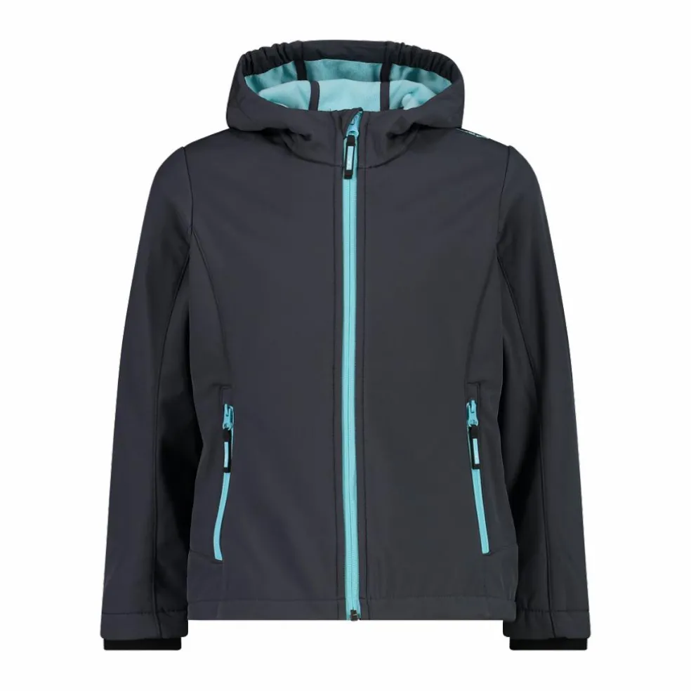 Giacca da bambina in softshell con cappuccio
