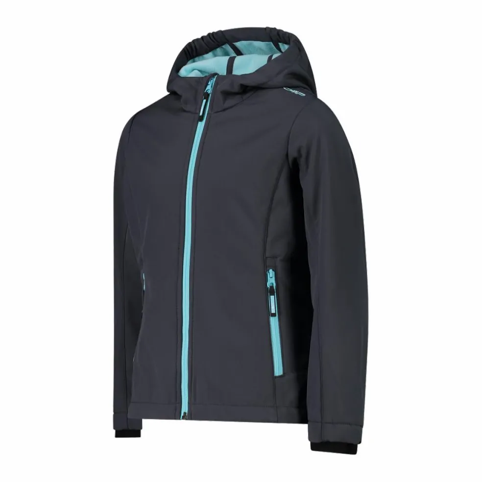 Giacca da bambina in softshell con cappuccio