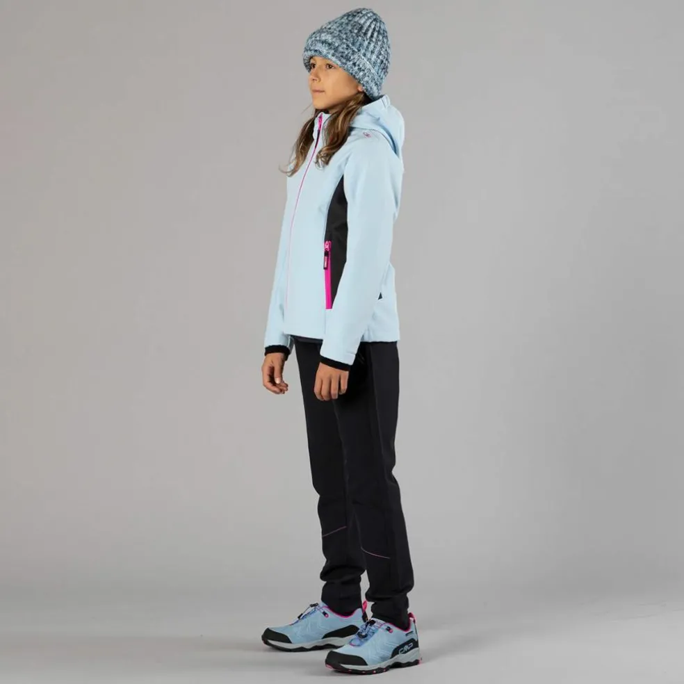 Giacca da bambina in softshell con cappuccio