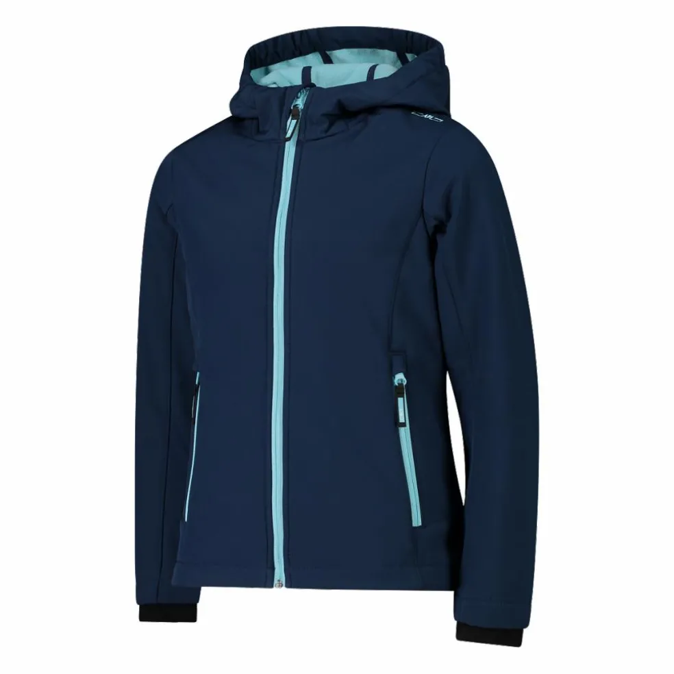 Giacca da bambina in softshell con cappuccio