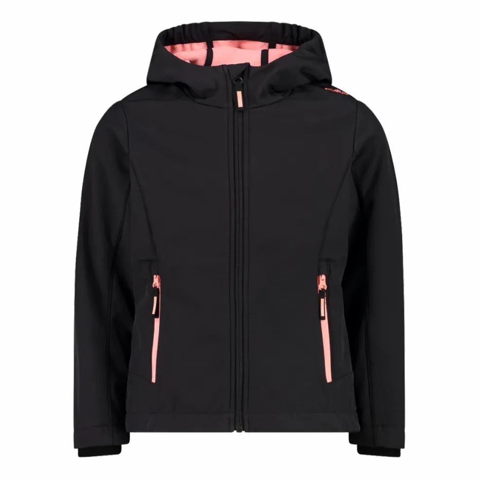 Giacca da bambina in softshell con cappuccio