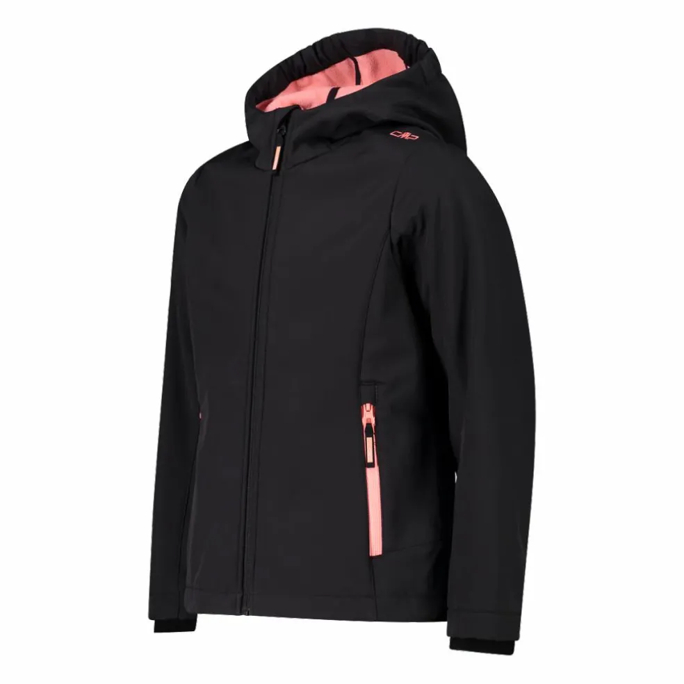 Giacca da bambina in softshell con cappuccio