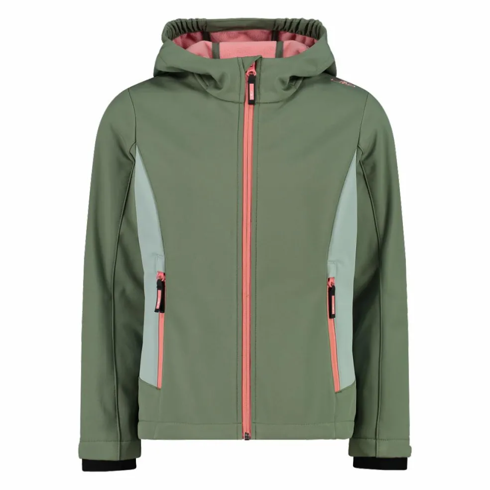 Giacca da bambina in softshell con cappuccio