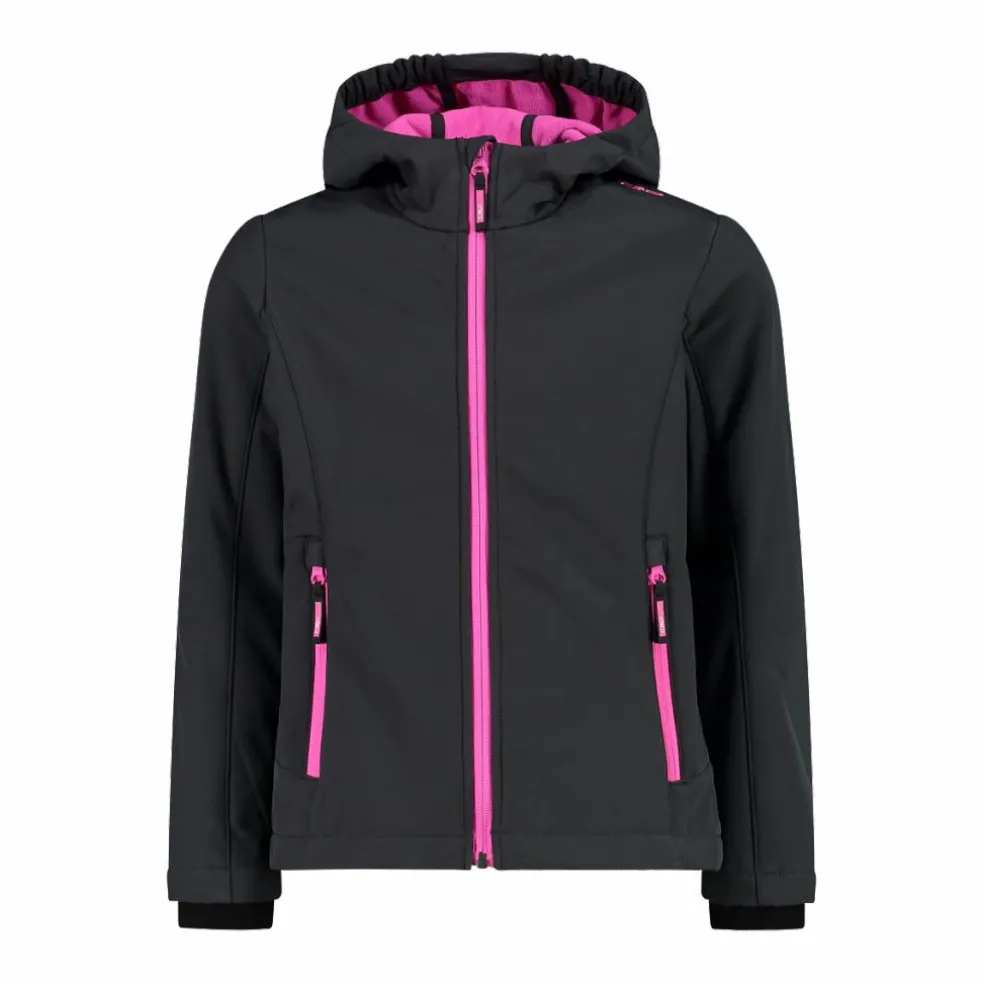 Giacca da bambina in softshell con cappuccio