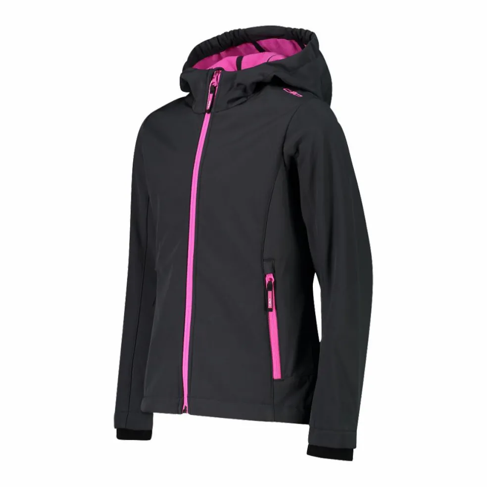 Giacca da bambina in softshell con cappuccio