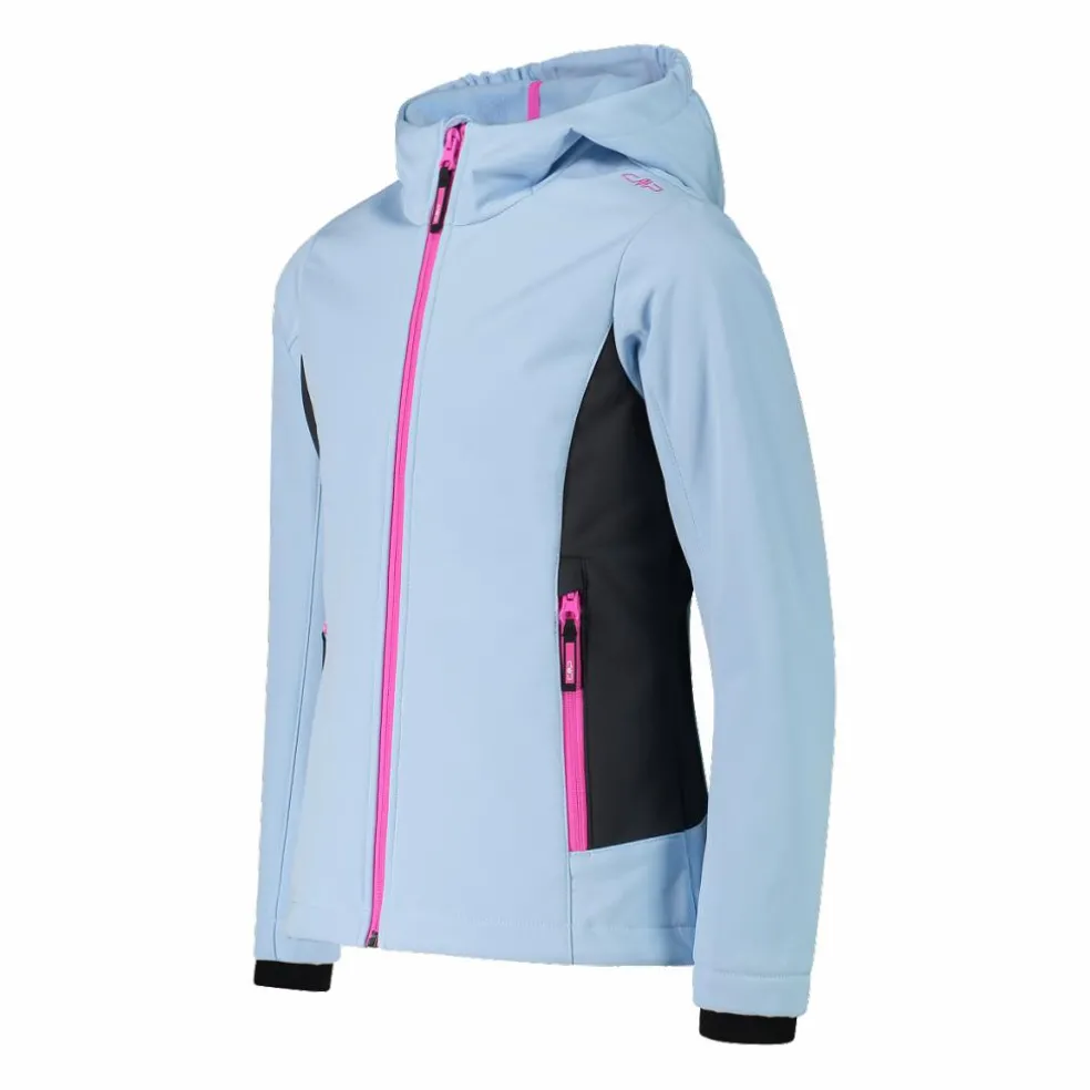 Giacca da bambina in softshell con cappuccio
