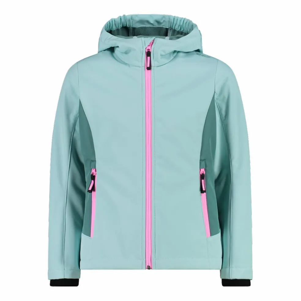 Giacca da bambina in softshell con cappuccio