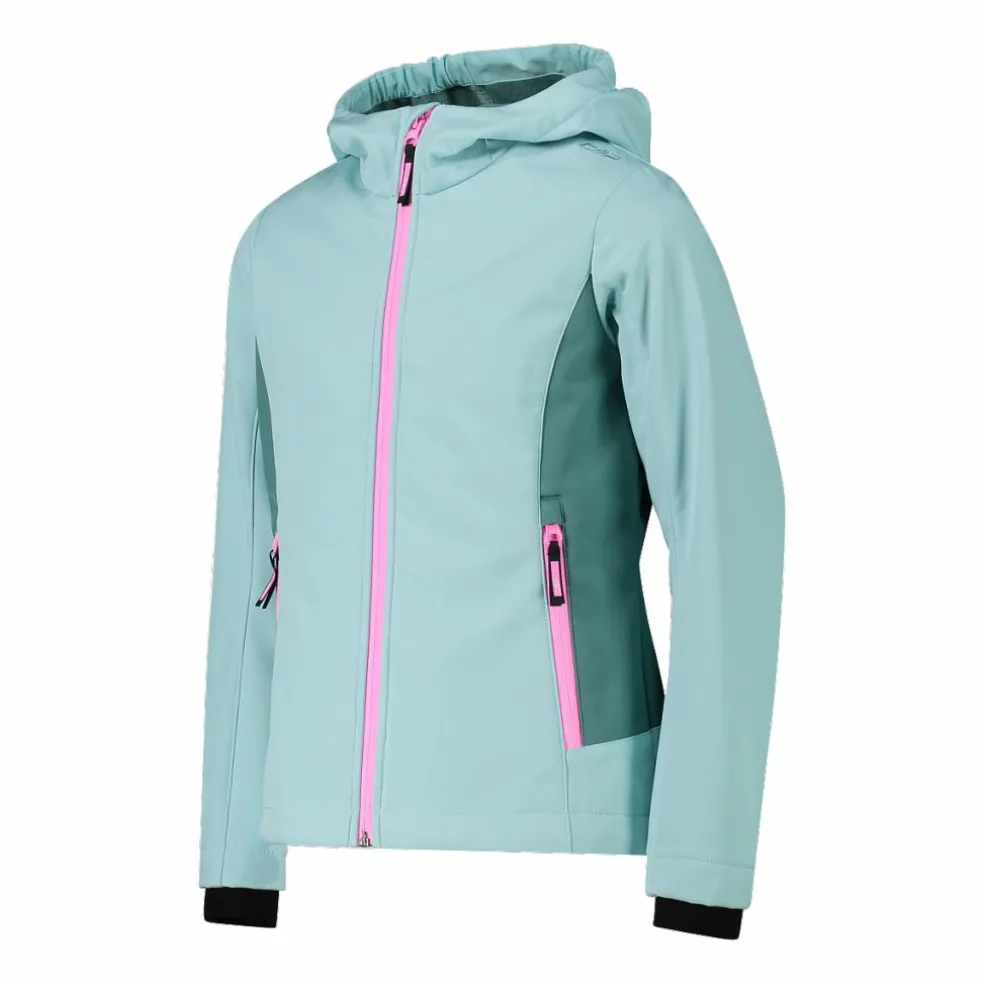 Giacca da bambina in softshell con cappuccio