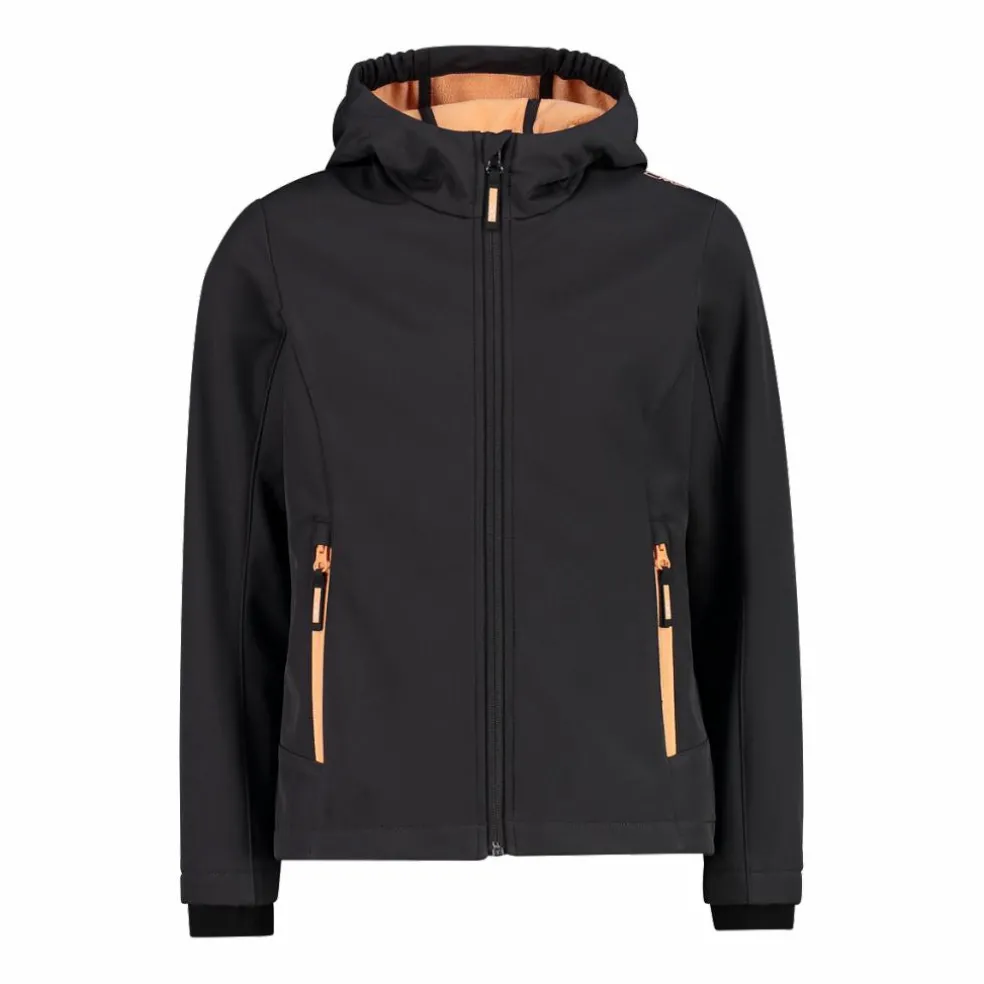 Giacca da bambina in softshell con cappuccio