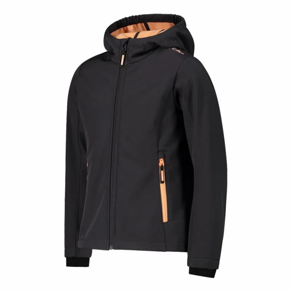 Giacca da bambina in softshell con cappuccio