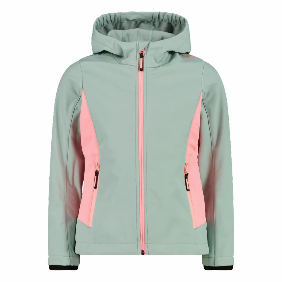 Giacca da bambina in softshell con cappuccio