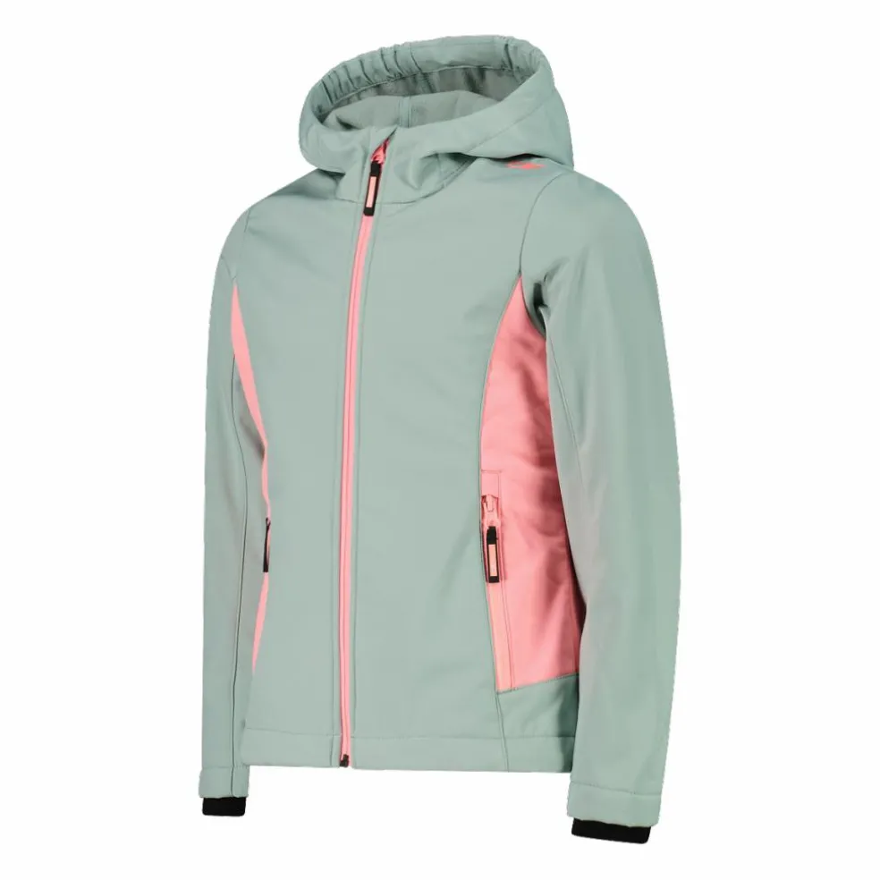 Giacca da bambina in softshell con cappuccio